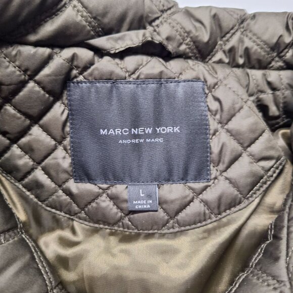 Marc‎ New York Quilted Vest Olive Green Full Zip Collar Fall Spring Womens Large - Picture 5 of 11